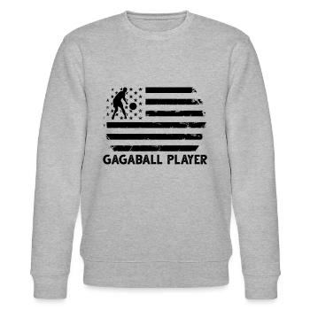 Gagaball Gagaball US Flag Gagaball Player - Stanley/Stella Unisex Bio-Sweatshirt CHANGER  - Grau meliert - Vorne - Nik (191cm) & Marisol (170cm)
