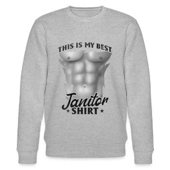 C’est ma meilleure chemise de concierge - Nettoyage concierge - Sweat bio CHANGER Stanley/Stella Unisexe - gris chiné - Devant - Nik (191cm) & Marisol (170cm)