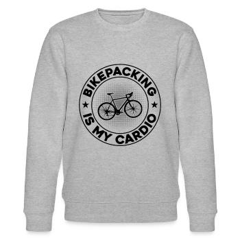 Bikepacking Is My Cardio - Funny Bikepacking Grave - Stanley/Stella Unisex Bio-Sweatshirt CHANGER  - Grau meliert - Vorne - Nik (191cm) & Marisol (170cm)