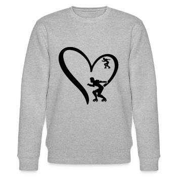 Roller Skating Heart Silhouette Roller Skater - Stanley/Stella Unisex Bio-Sweatshirt CHANGER  - Grau meliert - Vorne - Nik (191cm) & Marisol (170cm)