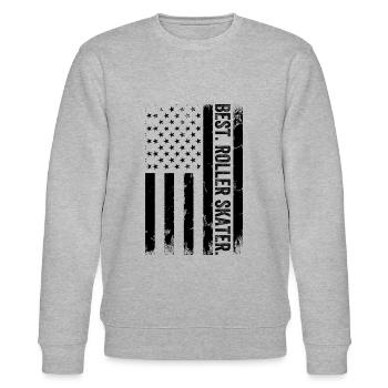 Best Roller Skater - Roller Skating US Flag Roller - Stanley/Stella Unisex Bio-Sweatshirt CHANGER  - Grau meliert - Vorne - Nik (191cm) & Marisol (170cm)