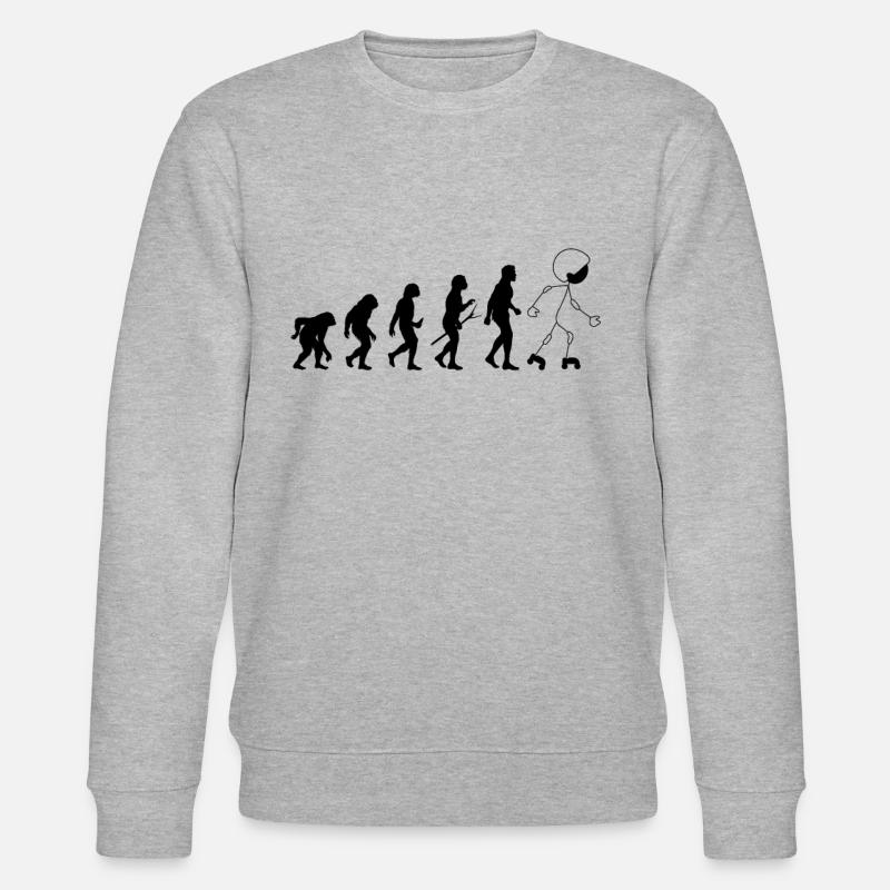 Funny Roller Skating Evolution - Stanley/Stella Unisex Bio-Sweatshirt CHANGER  - Grau meliert