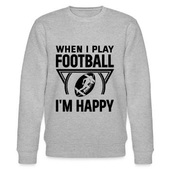 You can't buy happiness but you can play Football - Stanley/Stella Unisex Bio-Sweatshirt CHANGER  - Grau meliert - Vorne - Nik (191cm) & Marisol (170cm)