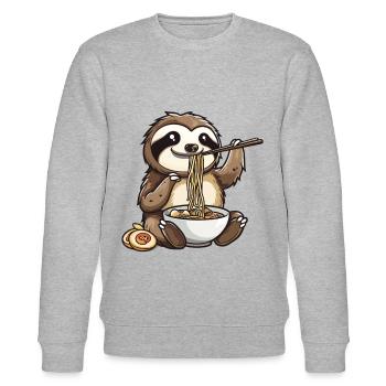 Kawaii Sloth eating Ramen Noodle Soup Anime Cute - Stanley/Stella Unisex Bio-Sweatshirt CHANGER  - Grau meliert - Vorne - Nik (191cm) & Marisol (170cm)