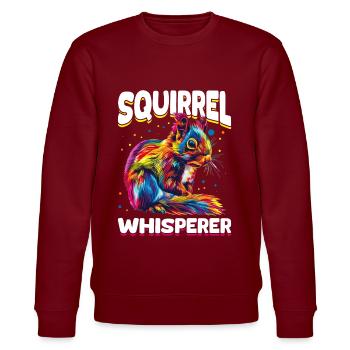 Funny Squirrel Animal Squirrel Whisperer - Stanley/Stella Unisex Bio-Sweatshirt CHANGER  - Burgunderrot - Vorne - Nik (191cm) & Marisol (170cm)