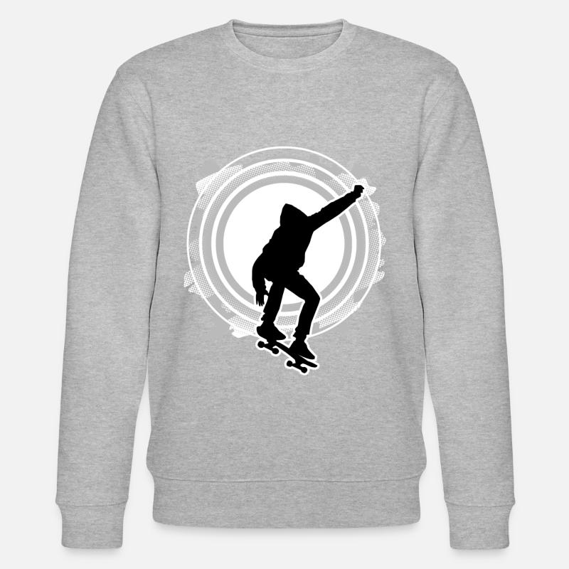 Skateboarder springt Kreis Raster grau weiß - Stanley/Stella Unisex Bio-Sweatshirt CHANGER  - Grau meliert