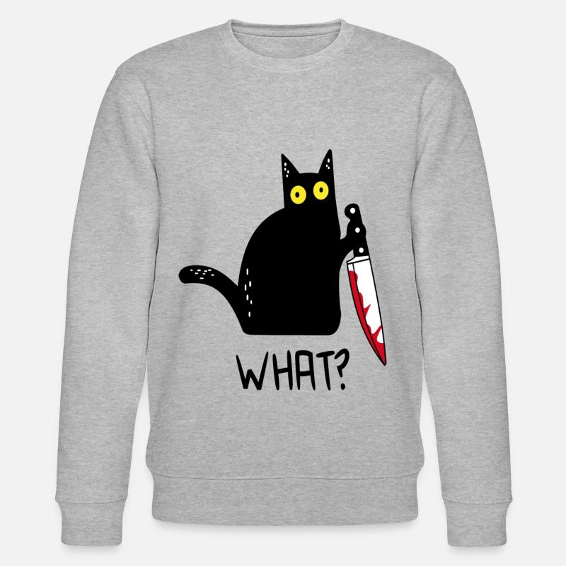 Schwarze Katze Was? - Stanley/Stella Unisex Bio-Sweatshirt CHANGER  - Grau meliert