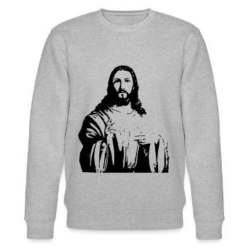 Jesus Pray - Stanley/Stella Unisex Bio-Sweatshirt CHANGER  - Grau meliert - Vorne - Nik (191cm) & Marisol (170cm)