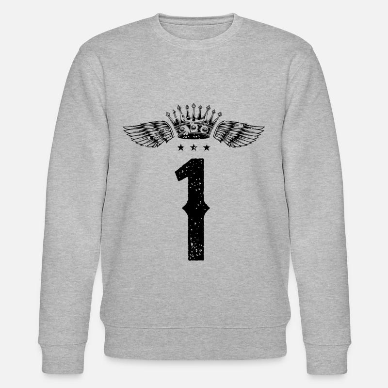 1 Zahl Krone - Stanley/Stella Unisex Bio-Sweatshirt CHANGER  - Grau meliert