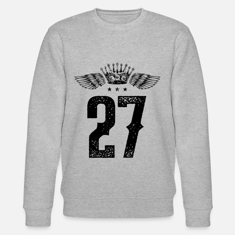 27 Zahl Krone - Stanley/Stella Unisex Bio-Sweatshirt CHANGER  - Grau meliert
