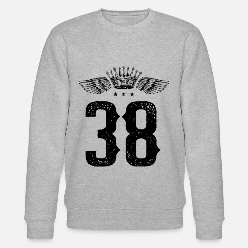 38 Zahl Krone - Stanley/Stella Unisex Bio-Sweatshirt CHANGER  - Grau meliert