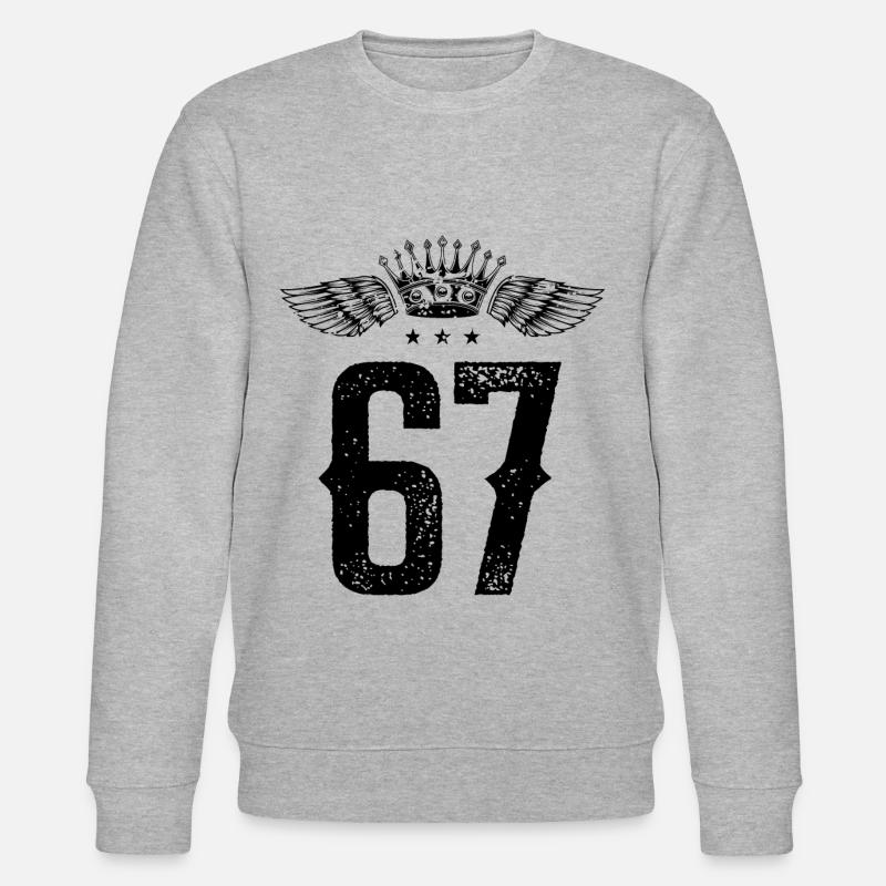 67 Zahl Krone - Stanley/Stella Unisex Bio-Sweatshirt CHANGER  - Grau meliert