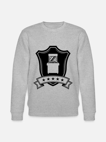 Arcade Retro Gamer Crest - Stanley/Stella CHANGER Unisex Organic Sweatshirt - heather grey