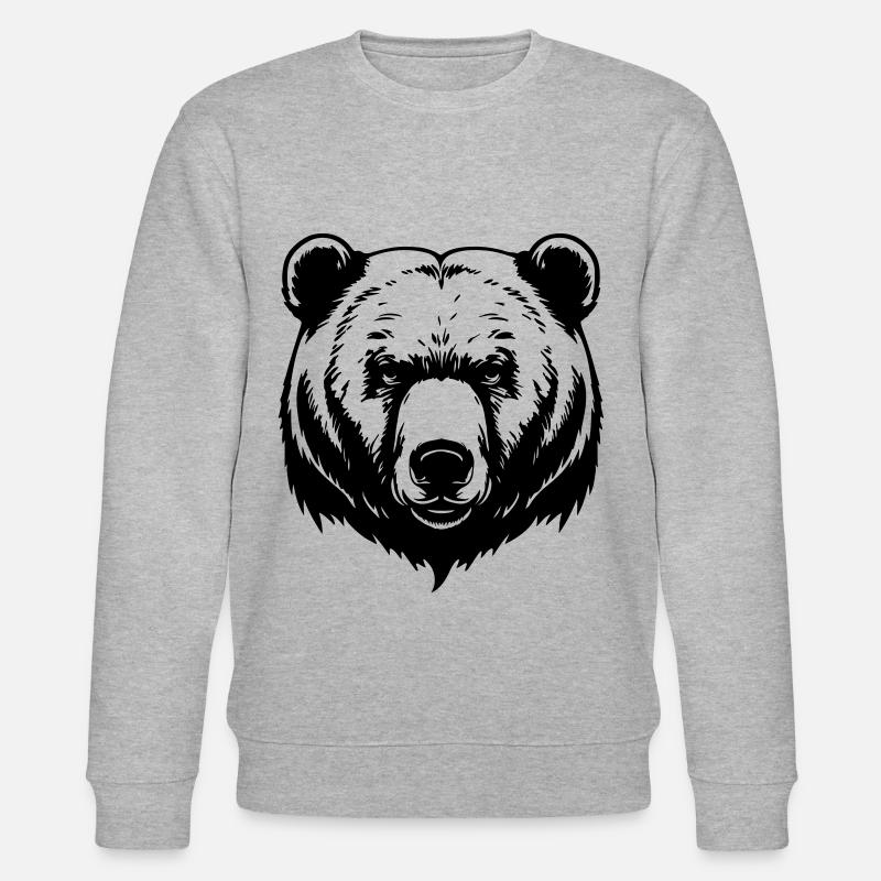Tête de grizzli d’ours - Sweat bio CHANGER Stanley/Stella Unisexe - gris chiné