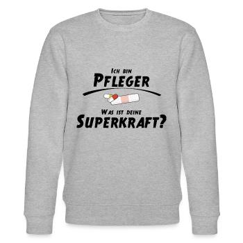 Ich bin Pfleger - Was ist deine Superkraft - Stanley/Stella Unisex Bio-Sweatshirt CHANGER  - Grau meliert - Vorne - Nik (191cm) & Marisol (170cm)