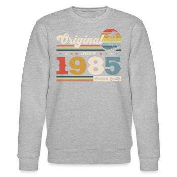 40ème Anniversaire Original Juillet Millésime 1985 - Sweat bio CHANGER Stanley/Stella Unisexe - gris chiné - Devant - Nik (191cm) & Marisol (170cm)