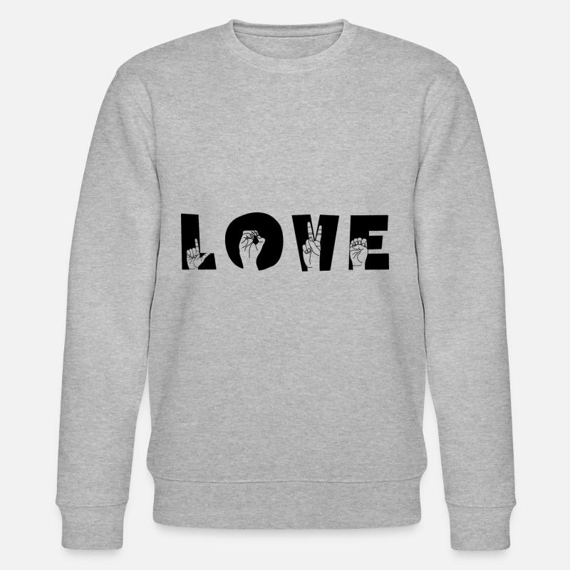 "LOVE" Liebe mit Handzeichen - Stanley/Stella Unisex Bio-Sweatshirt CHANGER  - Grau meliert