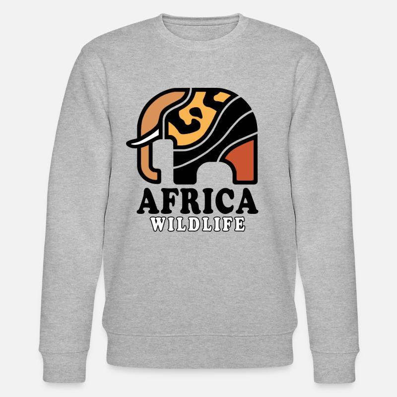 Éléphant I AFRIQUE Faune - Sweat bio CHANGER Stanley/Stella Unisexe - gris chiné