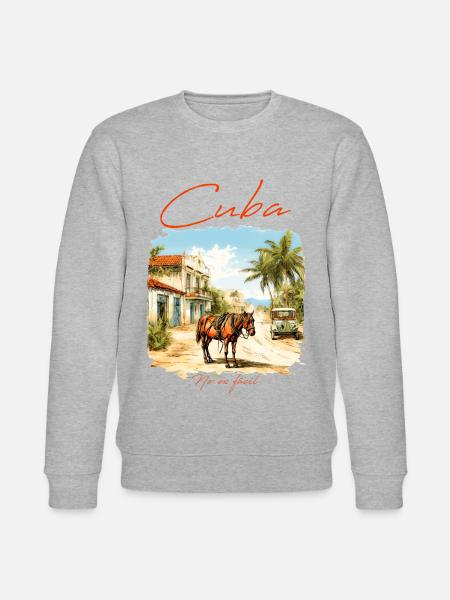 Kuba Pferd Im Dorf - Stanley/Stella Unisex Bio-Sweatshirt CHANGER - Grau meliert