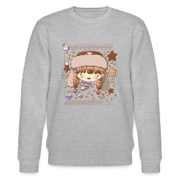 Chocolate festive bubble head cutie - Stanley/Stella CHANGER Unisex Organic Sweatshirt - heather grey - Front - Nik (191cm) & Marisol (170cm)