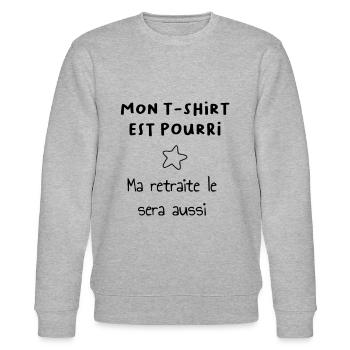 Ma retraite sera pourrie - Sweat bio CHANGER Stanley/Stella Unisexe - gris chiné - Devant - Nik (191cm) & Marisol (170cm)