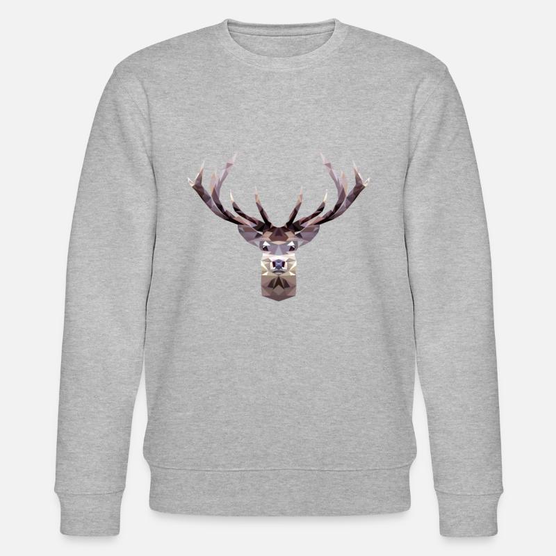 Hirsch Polygon Design Bayern Geschenk - Stanley/Stella Unisex Bio-Sweatshirt CHANGER  - Grau meliert