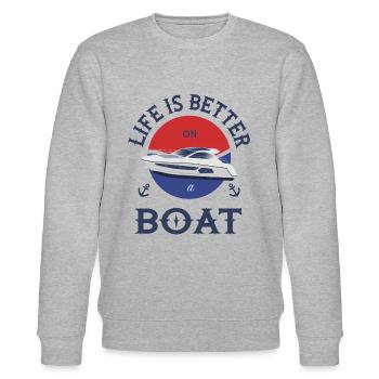 Boot Life is better - Stanley/Stella Unisex Bio-Sweatshirt CHANGER  - Grau meliert - Vorne - Nik (191cm) & Marisol (170cm)