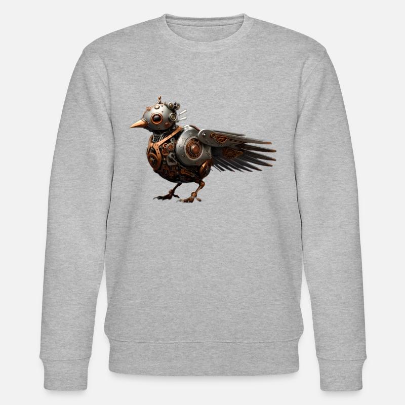 Steampunk Vogel - Stanley/Stella Unisex Bio-Sweatshirt CHANGER  - Grau meliert