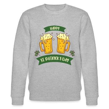 frohen St. Patrick's Day Shirt 2024 Funshirt - Stanley/Stella Unisex Bio-Sweatshirt CHANGER  - Grau meliert - Vorne - Nik (191cm) & Marisol (170cm)