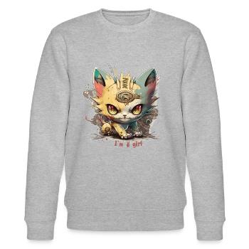 cat[ch me] # im une fille - Sweat bio CHANGER Stanley/Stella Unisexe - gris chiné - Devant - Nik (191cm) & Marisol (170cm)