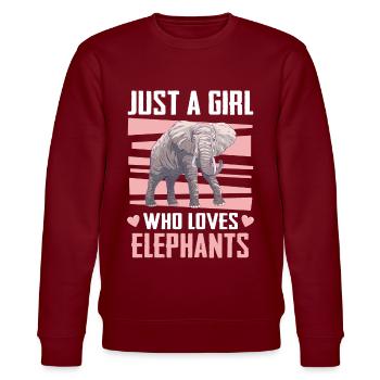 Elefant Tier Elefanten Zoo - Stanley/Stella Unisex Bio-Sweatshirt CHANGER  - Burgunderrot - Vorne - Nik (191cm) & Marisol (170cm)