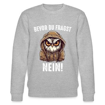 Nachteule Eule Eulen Vogel - Stanley/Stella Unisex Bio-Sweatshirt CHANGER  - Grau meliert - Vorne - Nik (191cm) & Marisol (170cm)