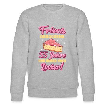 Geschenk 55 Jahre Geburtstagskind - Stanley/Stella Unisex Bio-Sweatshirt CHANGER  - Grau meliert - Vorne - Nik (191cm) & Marisol (170cm)