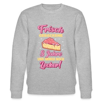 Geschenk 8 Jahre Geburtstagskind - Stanley/Stella Unisex Bio-Sweatshirt CHANGER  - Grau meliert - Vorne - Nik (191cm) & Marisol (170cm)