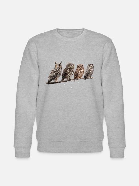 Night Owl Owl Owl Bird - Stanley/Stella CHANGER Unisex Organic Sweatshirt - heather grey