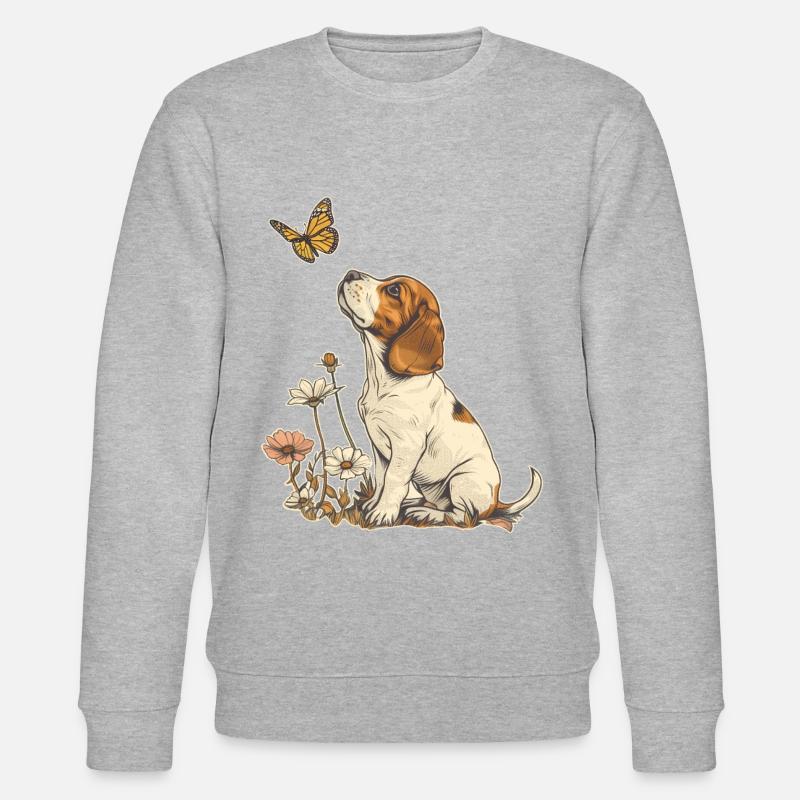 Beagle and Butterfly - Stanley/Stella CHANGER Unisex Organic Sweatshirt - heather grey