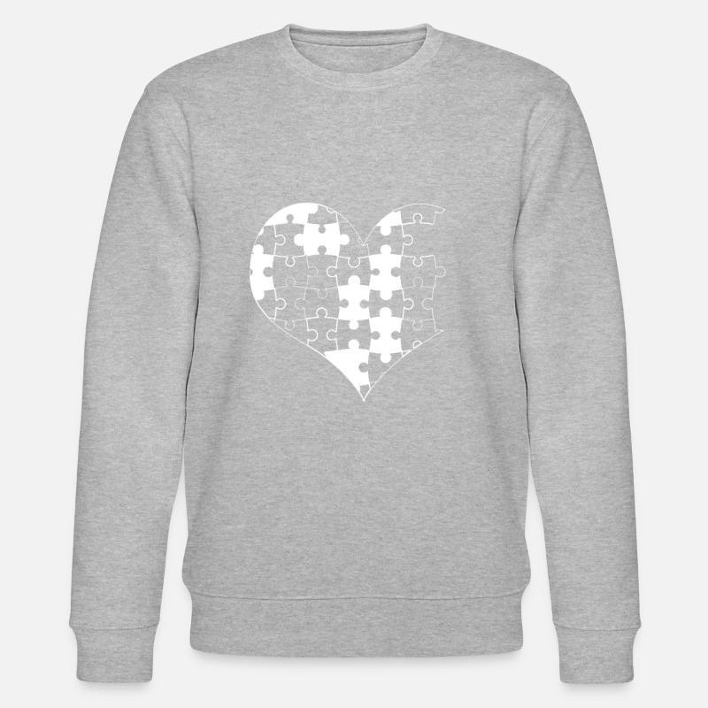 White puzzle Heart - Stanley/Stella Unisex Bio-Sweatshirt CHANGER  - Grau meliert