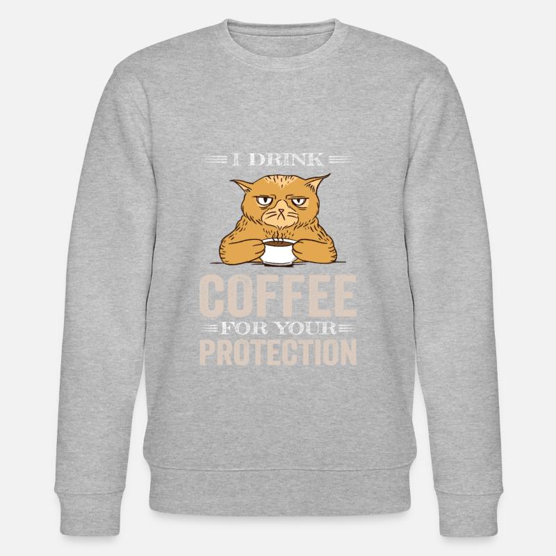 Kaffee Kaffeetrinker Kaffeliebhaber Grimmige Katze - Stanley/Stella Unisex Bio-Sweatshirt CHANGER  - Grau meliert