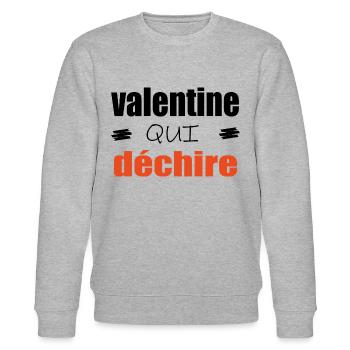 Valentine Qui Déchire Couple Saint Valentin Humour - Sweat bio CHANGER Stanley/Stella Unisexe - gris chiné - Devant - Nik (191cm) & Marisol (170cm)