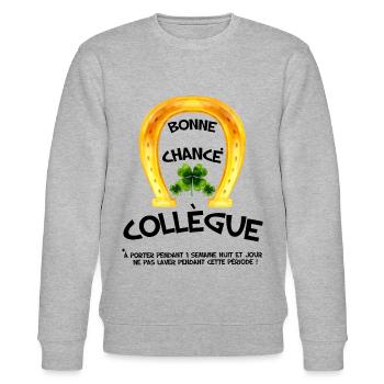 Bonne Chance Collègue Cadeau Humour - Sweat bio CHANGER Stanley/Stella Unisexe - gris chiné - Devant - Nik (191cm) & Marisol (170cm)