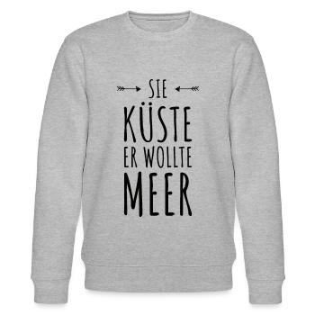 SIE KÜSTE ER WOLLTE MEER Urlaub Retro Vintage - Stanley/Stella Unisex Bio-Sweatshirt CHANGER  - Grau meliert - Vorne - Nik (191cm) & Marisol (170cm)