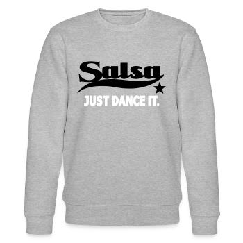 Salsa Just Dance It - Salsa Dance Shirt - Stanley/Stella Unisex Bio-Sweatshirt CHANGER  - Grau meliert - Vorne - Nik (191cm) & Marisol (170cm)