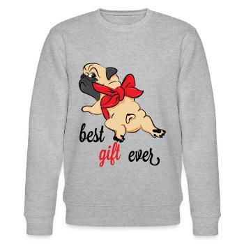 Süßer Mops als Geschenk Geschenkidee Möpse Hunde - Stanley/Stella Unisex Bio-Sweatshirt CHANGER  - Grau meliert - Vorne - Nik (191cm) & Marisol (170cm)