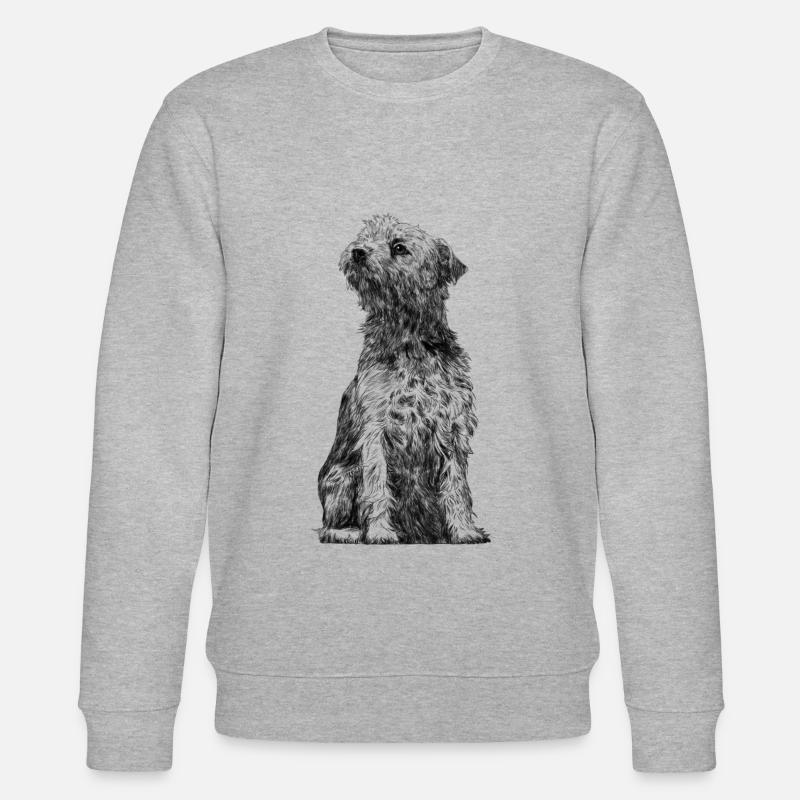 Sitzender Border Terrier Dog - Stanley/Stella Unisex Bio-Sweatshirt CHANGER  - Grau meliert