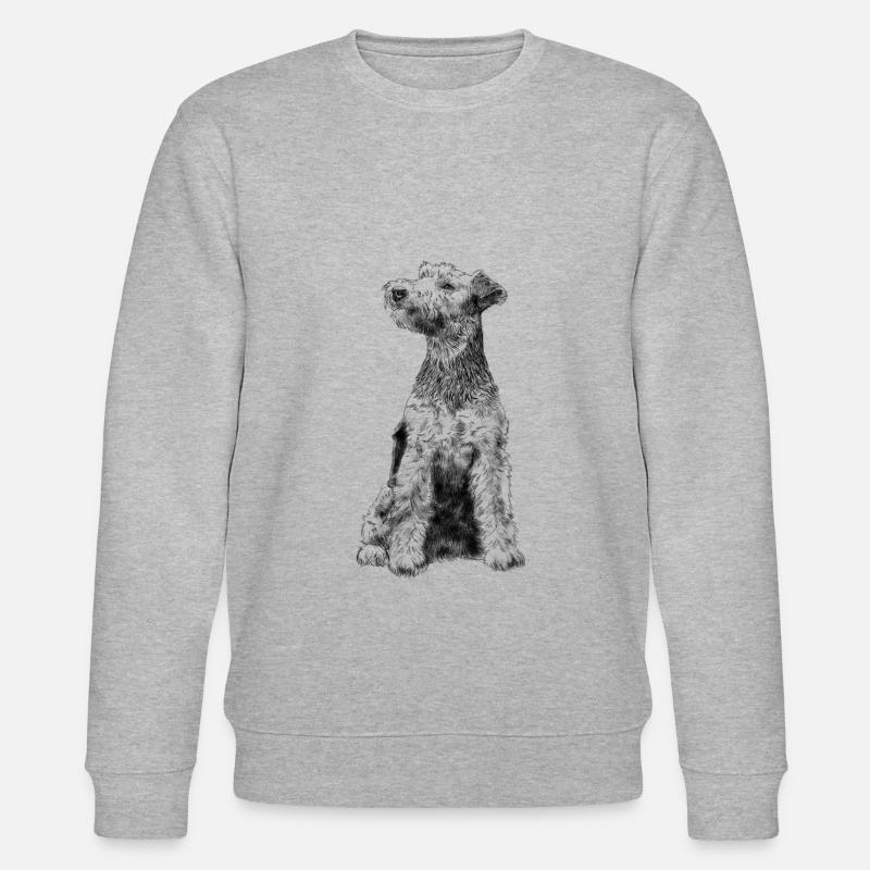 Sitzender Welsh Terrier Hund - Stanley/Stella Unisex Bio-Sweatshirt CHANGER  - Grau meliert