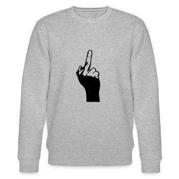 Den Stinkefinger zeigen - Stanley/Stella Unisex Bio-Sweatshirt CHANGER  - Grau meliert - Vorne - Nik (191cm) & Marisol (170cm)