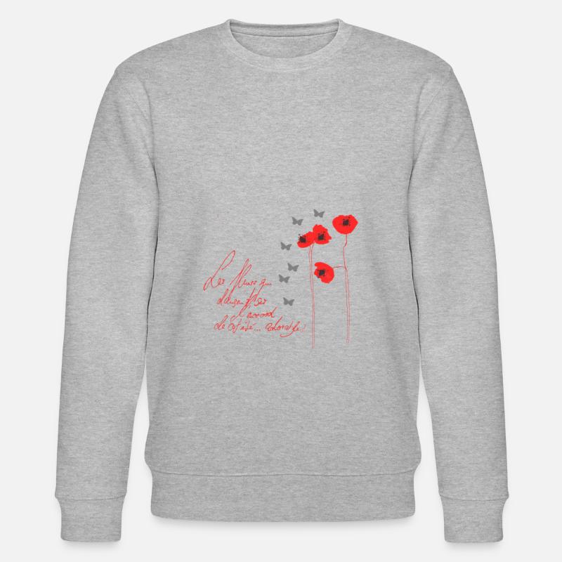 Mohnblumen Shirt, Geschenk,Geschenkidee, Geburt - Stanley/Stella Unisex Bio-Sweatshirt CHANGER  - Grau meliert