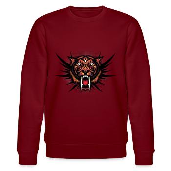 Säbelzahntiger. Leistungsstarke Liebe Tiere Geschenke - Stanley/Stella Unisex Bio-Sweatshirt CHANGER  - Burgunderrot - Vorne - Nik (191cm) & Marisol (170cm)
