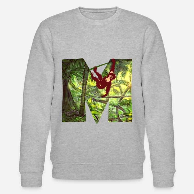 dschungel mit affe m - Stanley/Stella Unisex Bio-Sweatshirt CHANGER  - Grau meliert