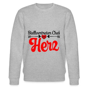Stellvertreter Chef Stellvertretung mit Herz Danke - Stanley/Stella Unisex Bio-Sweatshirt CHANGER  - Grau meliert - Vorne - Nik (191cm) & Marisol (170cm)